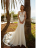 Sparkly Ivory Lace Satin Sexy Mermaid Wedding Dress